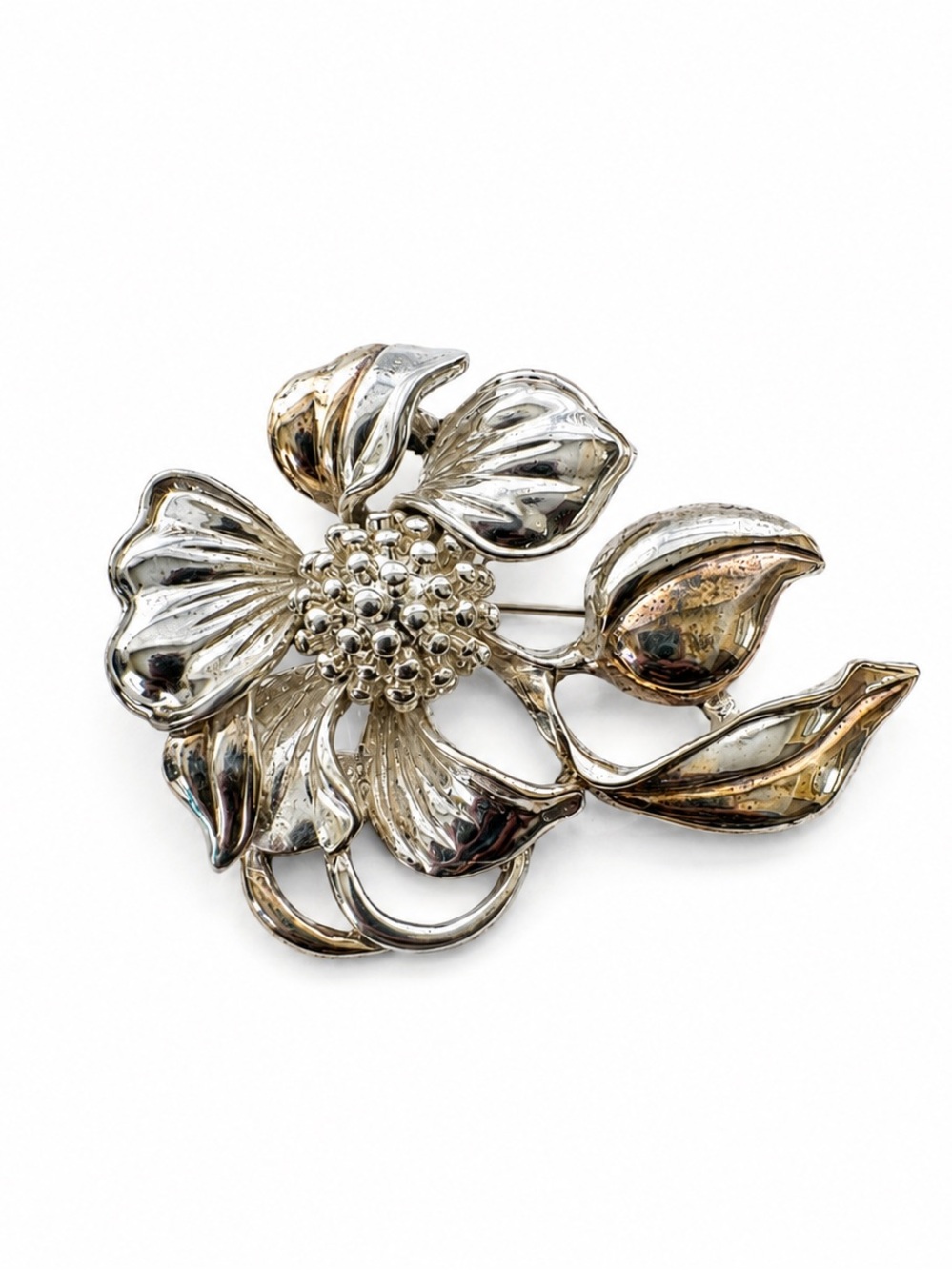 Jan Madsen 2012-2013 Two Tone Floral Flower Brooch Pendant Statement Pin